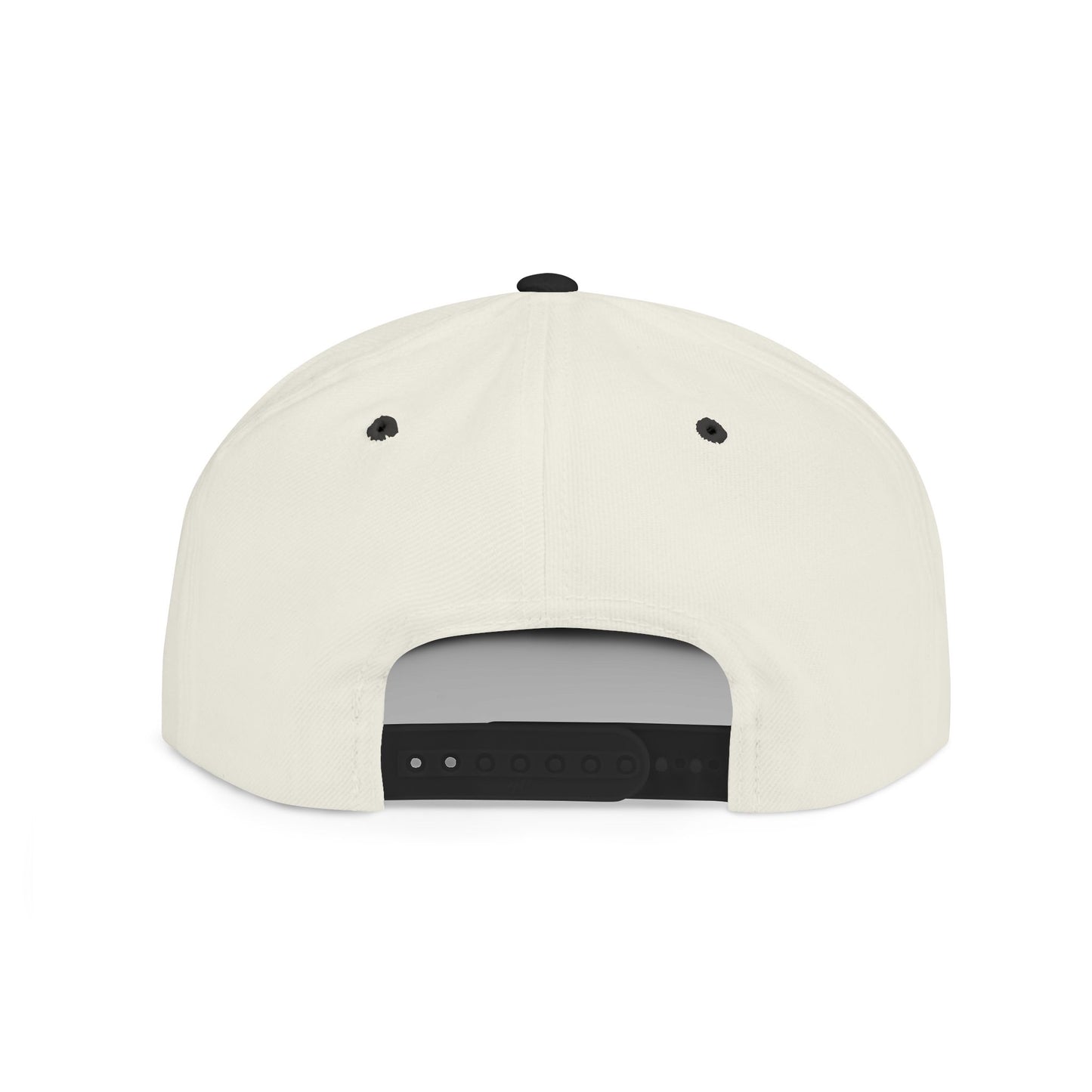 White cap with black accents on a white background