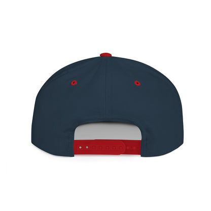 Navy blue cap with red accents on a white background